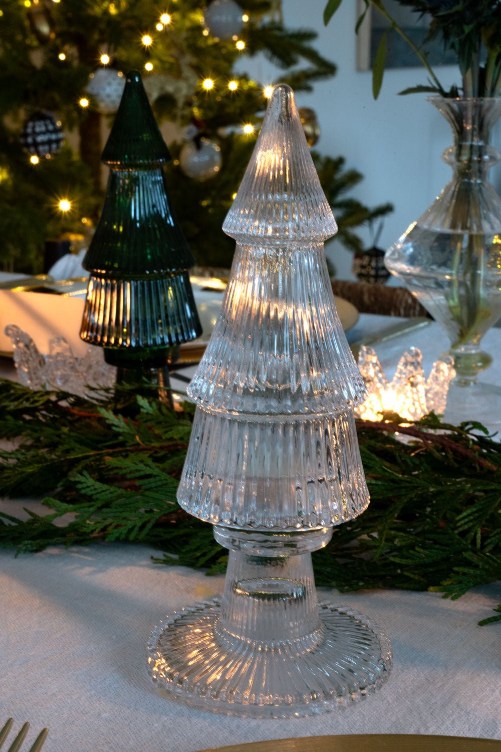 Portavelas De Cristal Con Tapa Con Diseño De Árbol Transparente - Cristina Oria