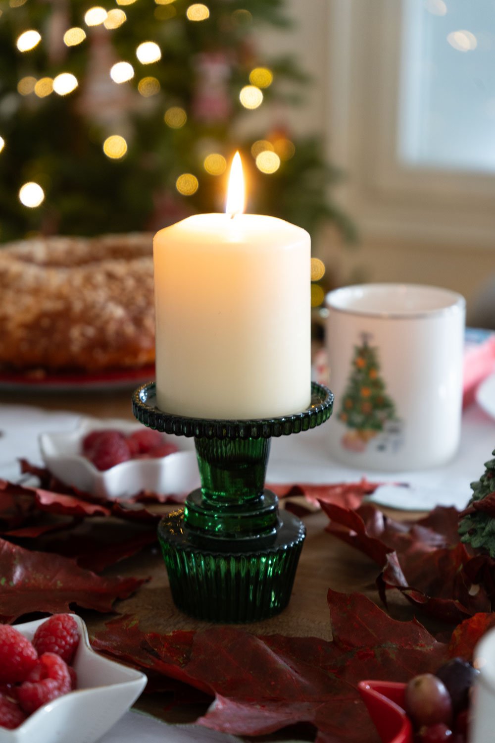 Portavelas De Cristal Con Tapa Con Diseño De Árbol Verde - Cristina Oria
