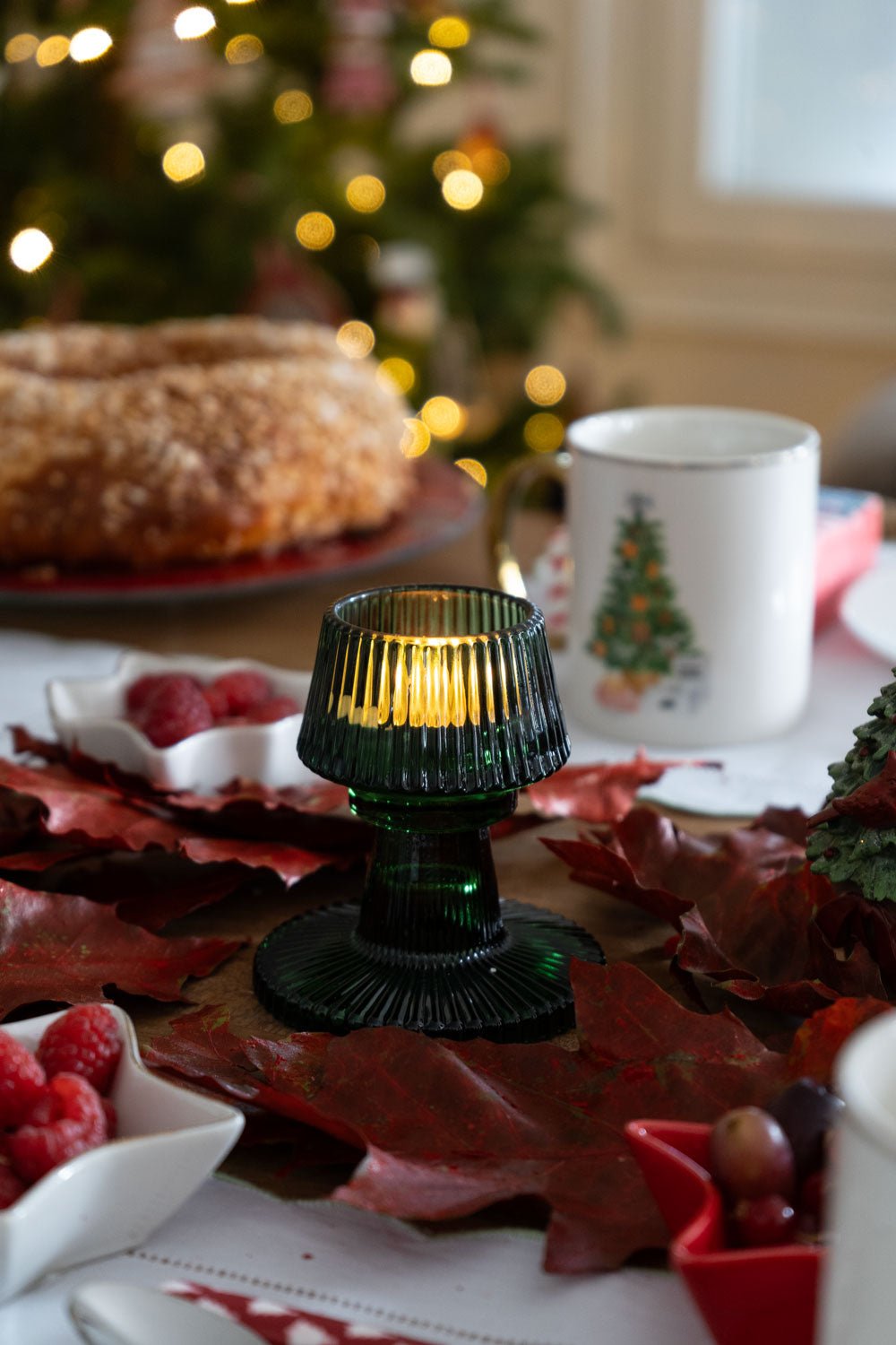 Portavelas De Cristal Con Tapa Con Diseño De Árbol Verde - Cristina Oria