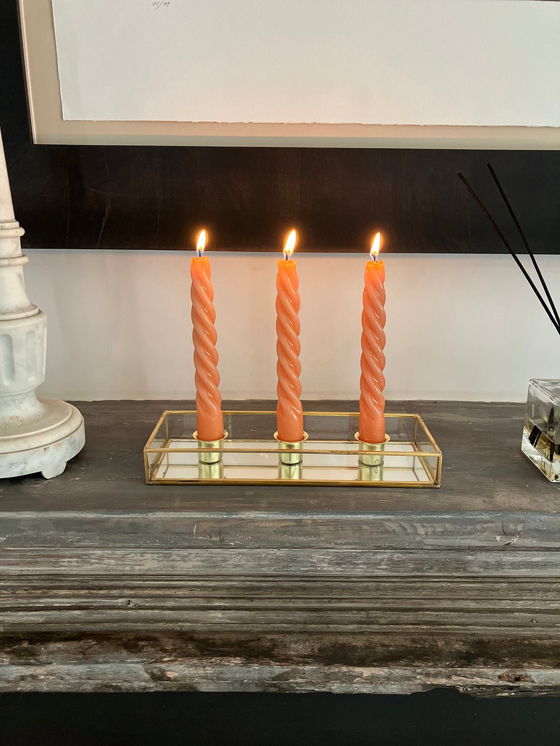 Candelabro De Cristal Con Detalles Dorados 3 Velas - Cristina Oria