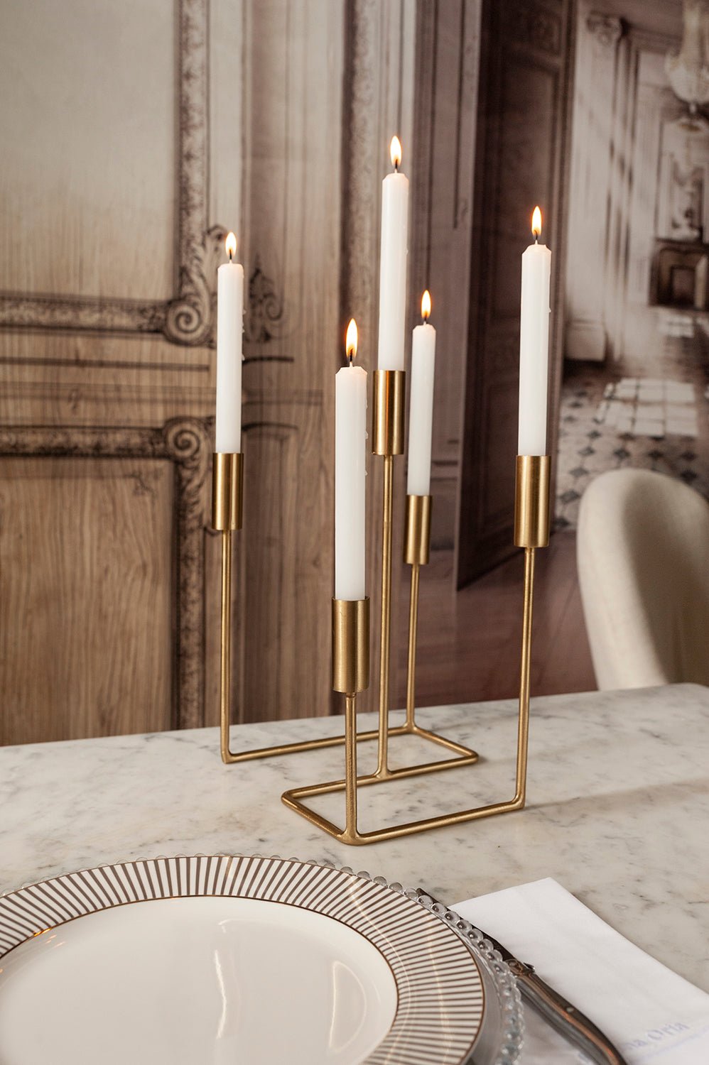 Candelabro Dorado De Cinco Velas - Cristina Oria