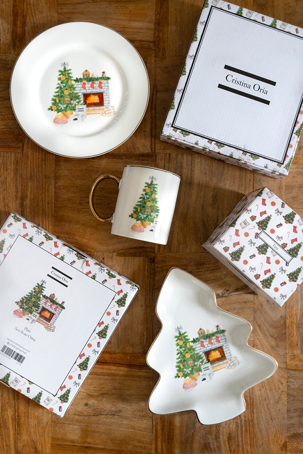 Plato De Postre Con Diseño De Árbol De Navidad Co - Cristina Oria