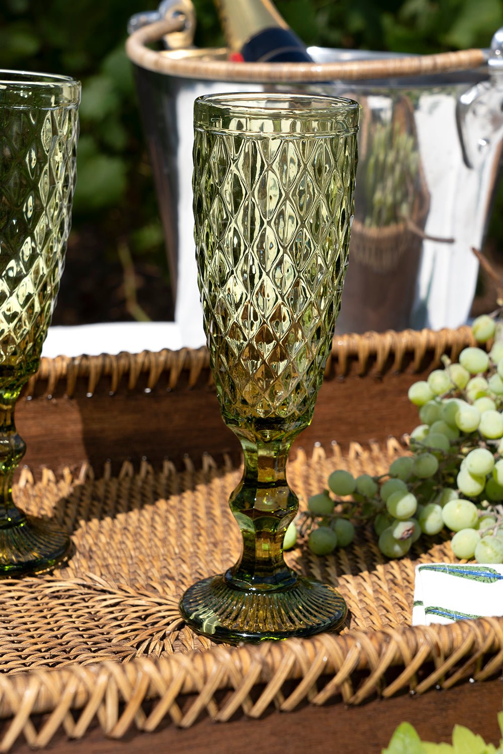 Copa Cristal Champagne Verde Rombos - Cristina Oria