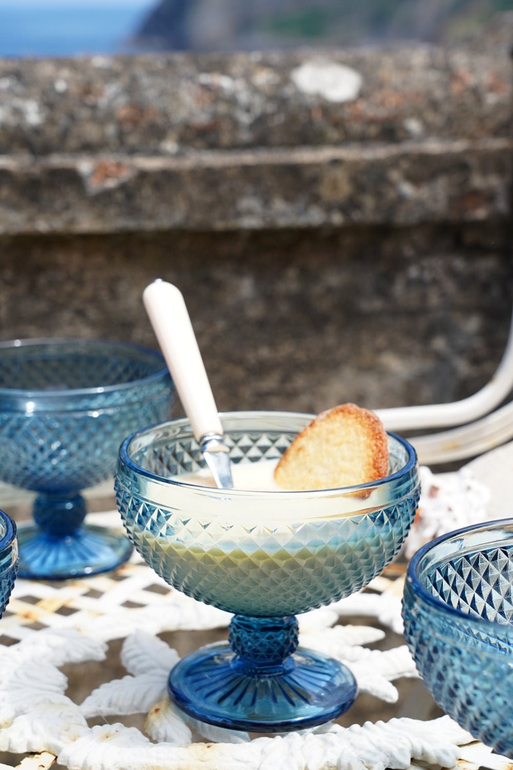 Set 6 Copas Cristal Helado Azul Oscuro Picos - Cristina Oria