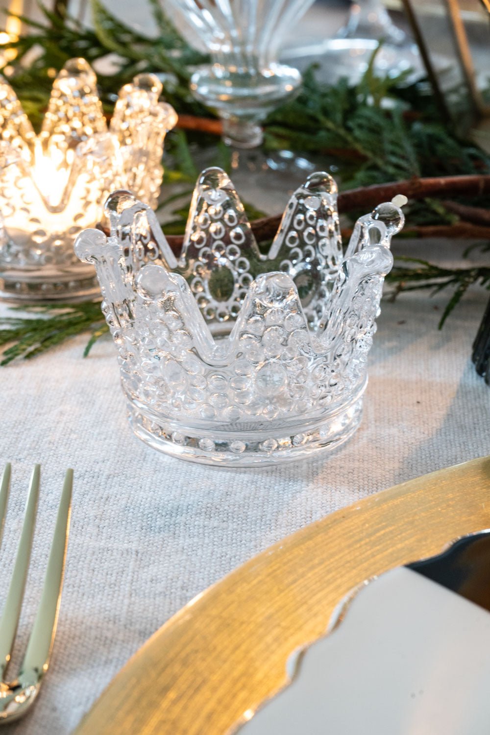 Portavelas De Cristal Con Diseño De Corona - Cristina Oria
