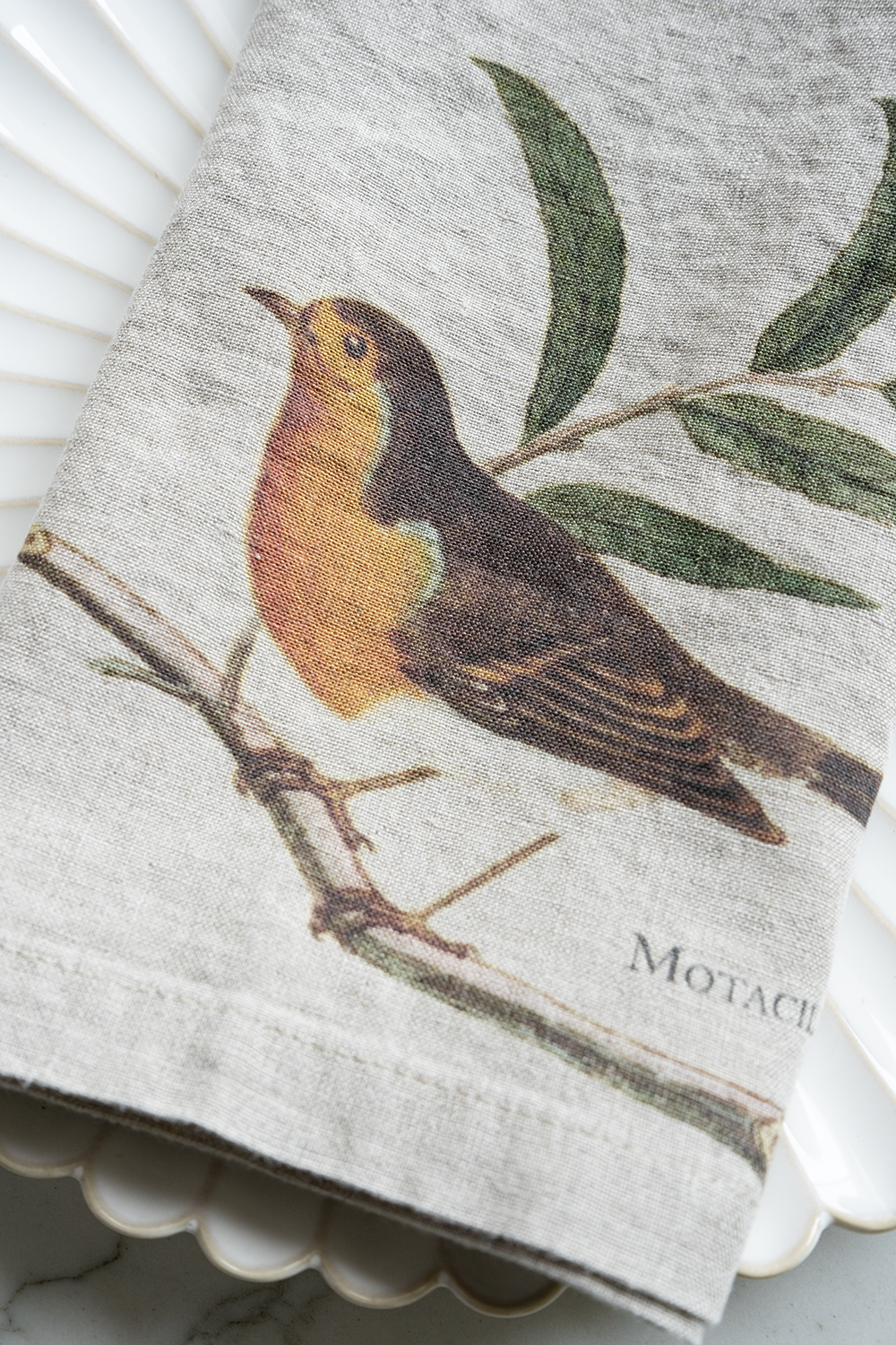 set 6 servilletas de lino con diseño de aves cristina oria