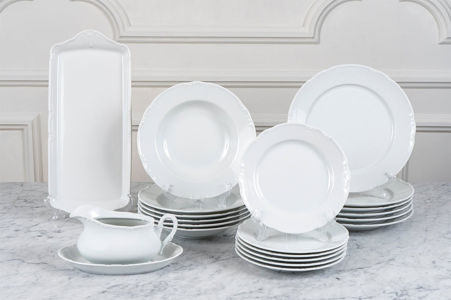 Vajilla Blanca Con Relieve Lux 6 Personas - Cristina Oria