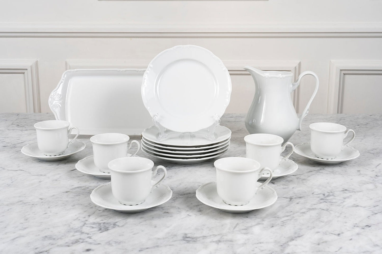 Vajilla Blanca Con Relieve Hora Del Té 6 Personas - Cristina Oria