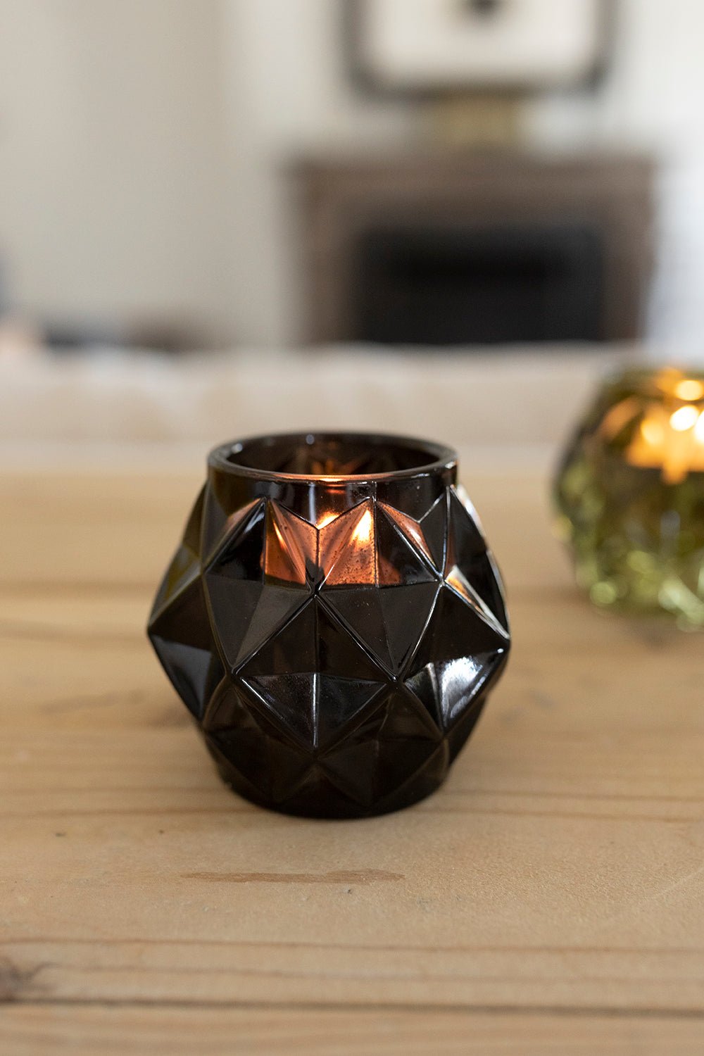 Portavelas Con Diseño De Diamante Negro - Cristina Oria