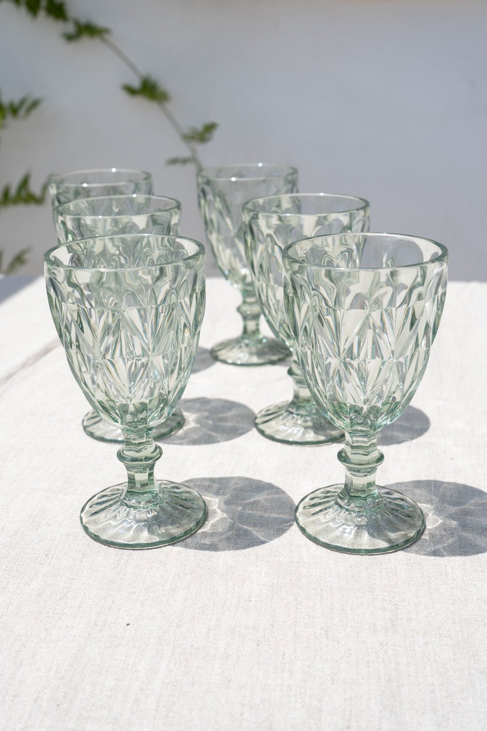 Set 6 Copas Verdes Acrílicas Con Diseño De Rombos - Cristina Oria