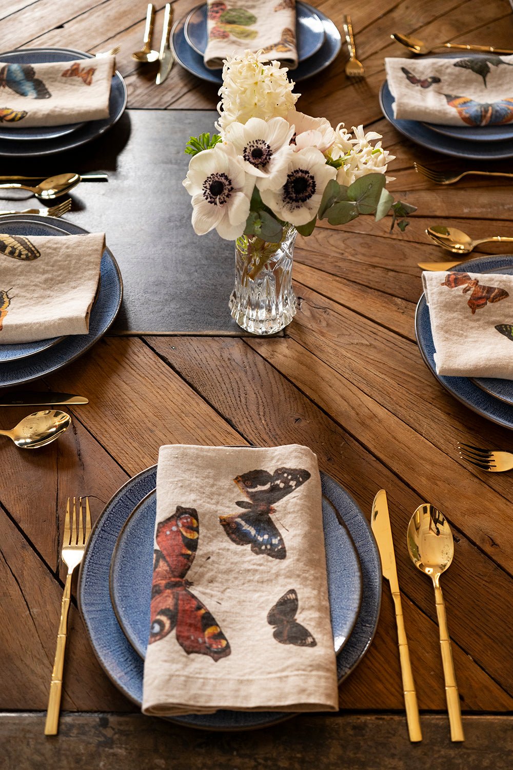 Set 6 Servilletas De Lino Con Diseño De Mariposas - Cristina Oria