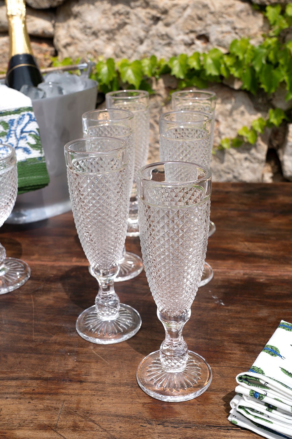Set 6 Copas Cristal Champagne Transparente Picos - Cristina Oria