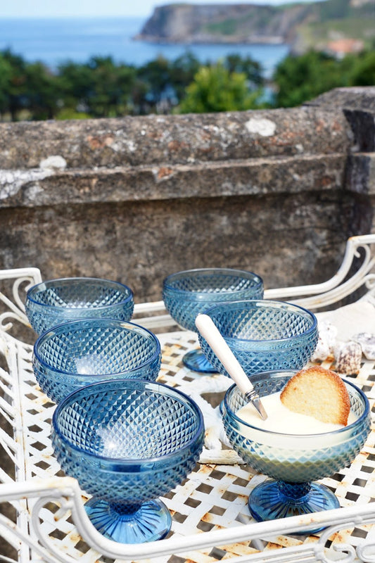 Set 6 Copas Cristal Helado Azul Oscuro Picos - Cristina Oria