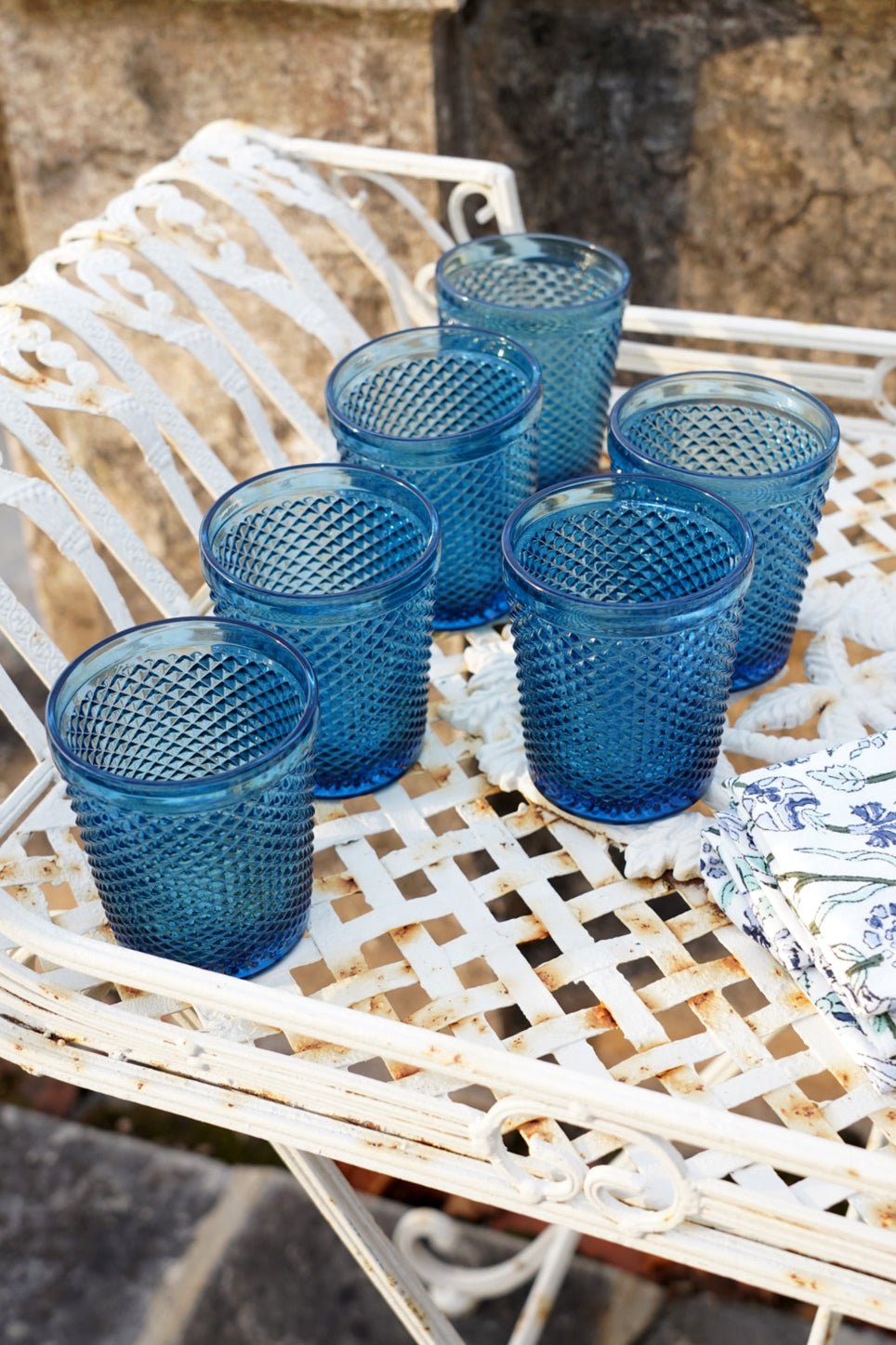 Set 6 Vasos Cristal Azul Oscuro Picos - Cristina Oria