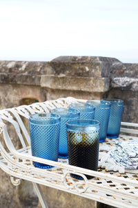 Set 6 Vasos Cristal Altos Azul Oscuro Picos - Cristina Oria