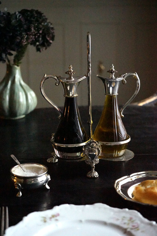 Set Aceitera Y Vinagrera De Cristal Y Plata Co - Cristina Oria