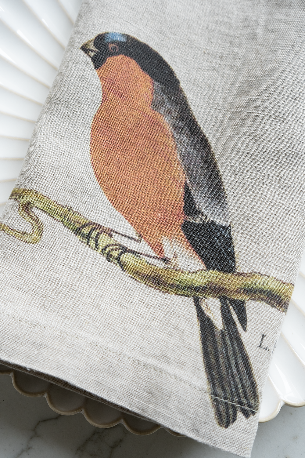 set 6 servilletas de lino con aves cristina oria