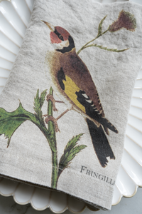set 6 servilletas de lino con diseño de aves detalle cristina oria