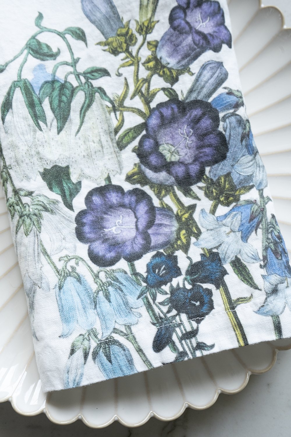 Set 6 Servilletas De Lino Con Diseño De Flores Azules - Cristina Oria