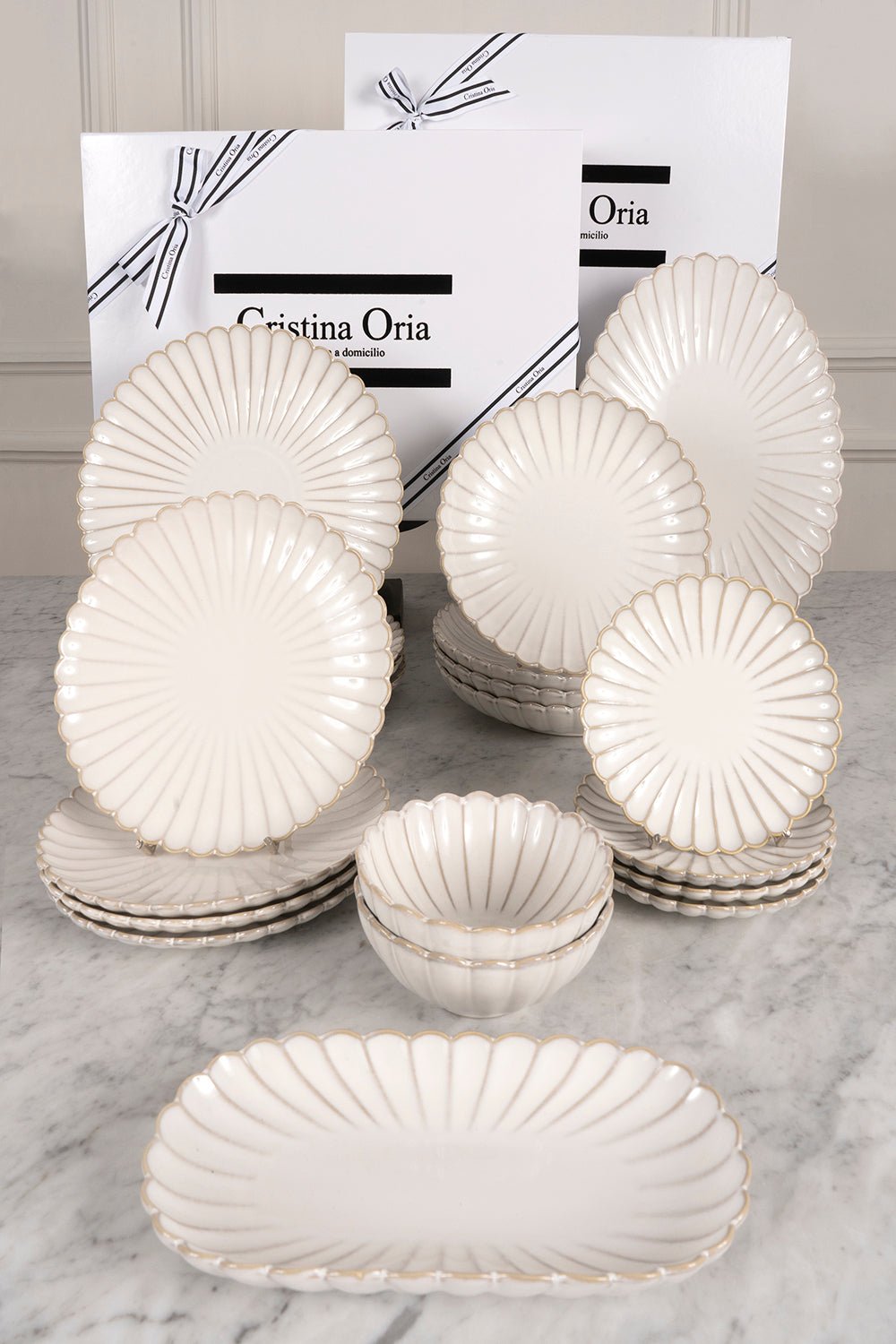 Vajilla Blanca Flor Premium - Cristina Oria