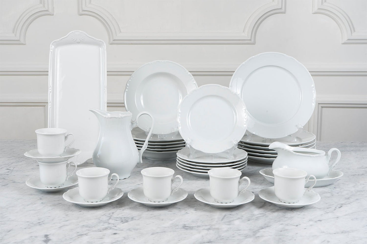 Vajilla Blanca Con Relieve Completa 6 Personas - Cristina Oria