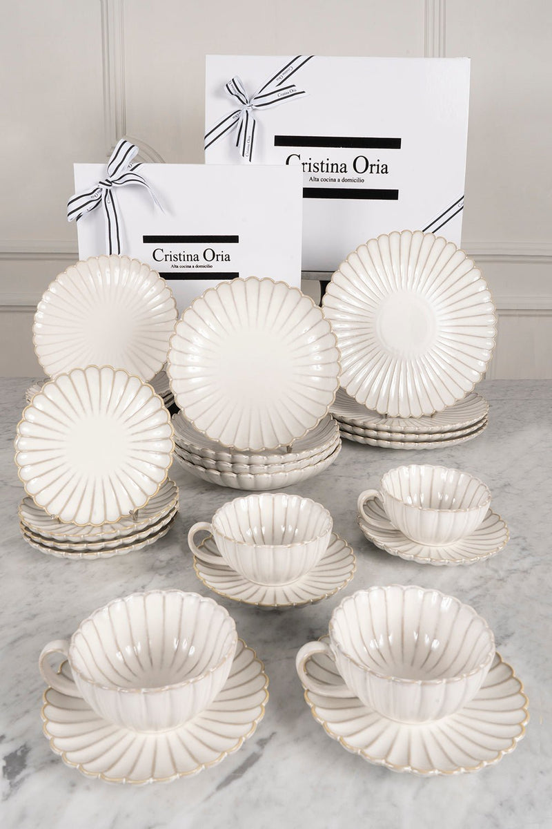 Vajilla Blanca Con Relieve Basic & Tazas 6 Personas – Cristina Oria