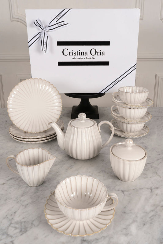 Vajilla Blanca Flor Hora Del Té Completa - Cristina Oria