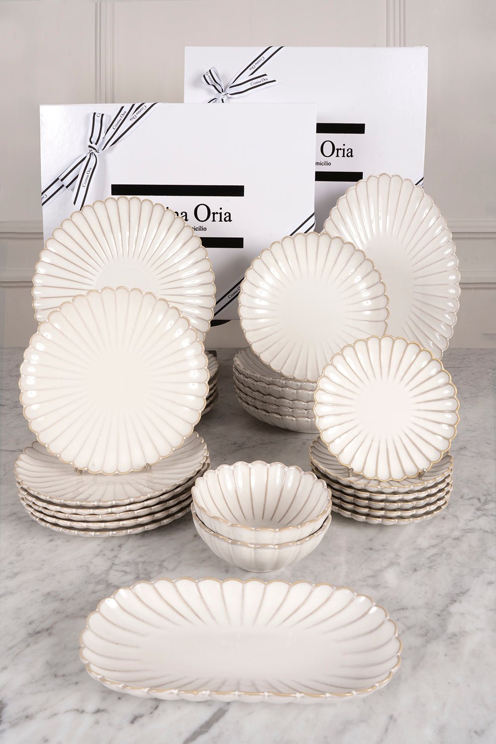 Vajilla Blanca Flor Premium - Cristina Oria