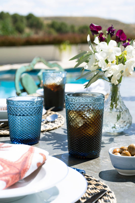 Vaso Cristal Alto Azul Oscuro Picos - Cristina Oria