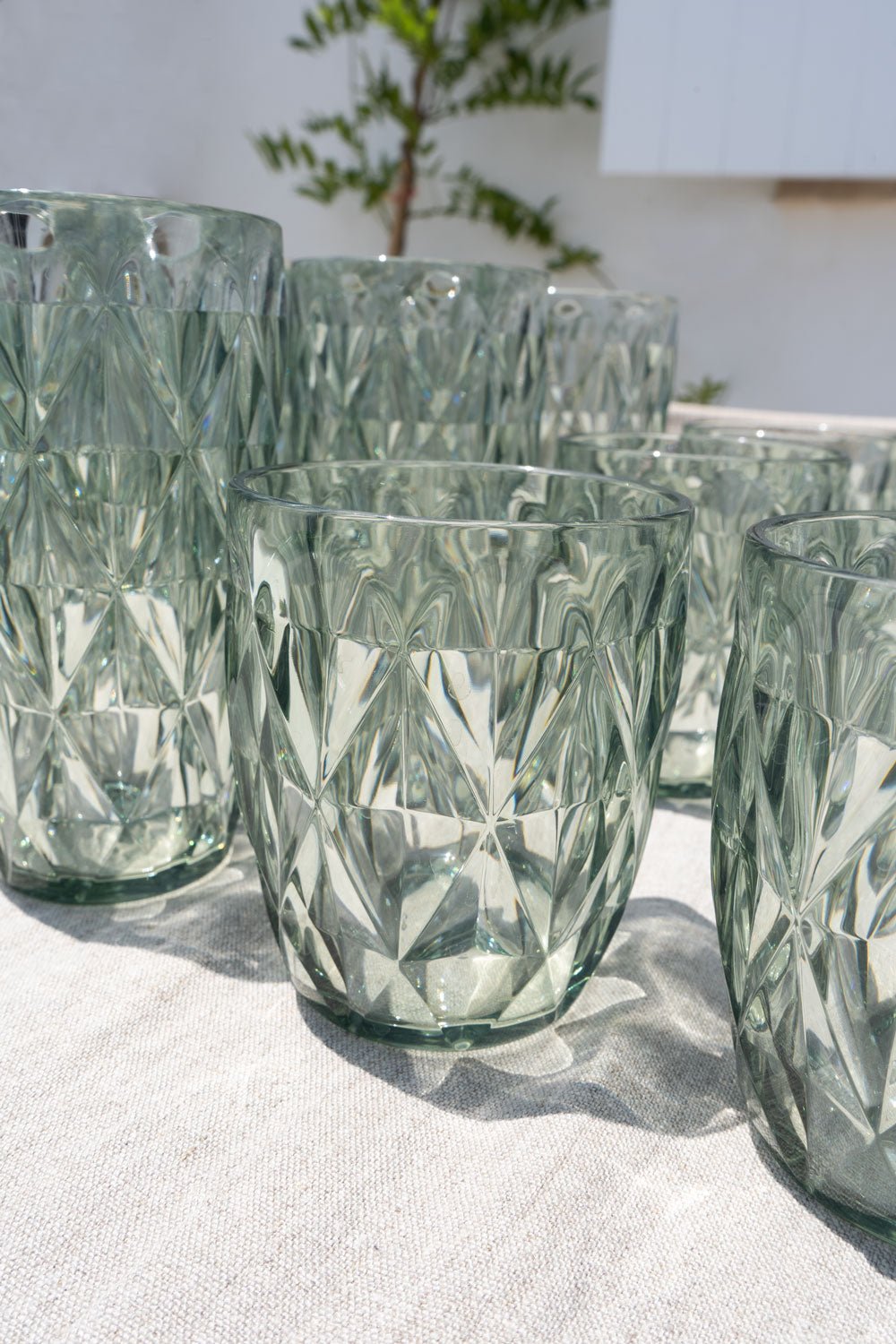 Set 6 Vasos Verdes Acrílicos Con Diseño De Rombos - Cristina Oria