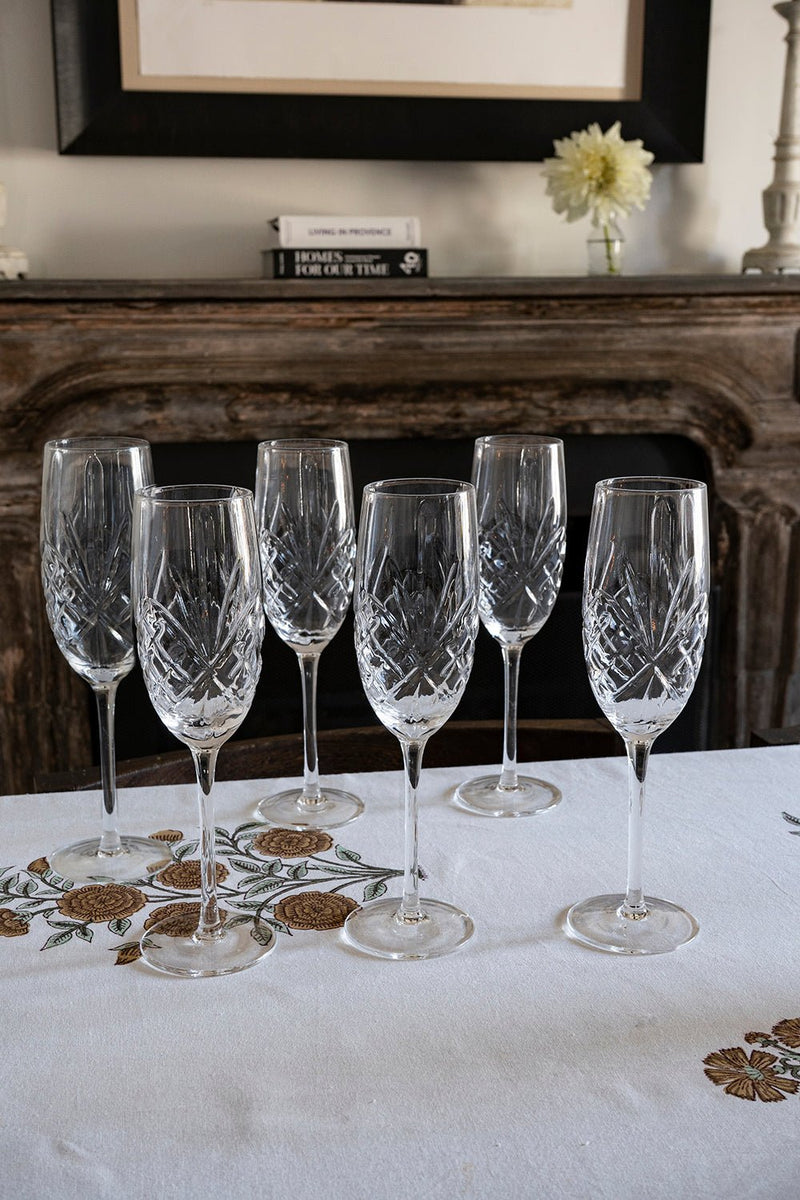 Copas de champagne · Cristal · Set de 6 · Pauline