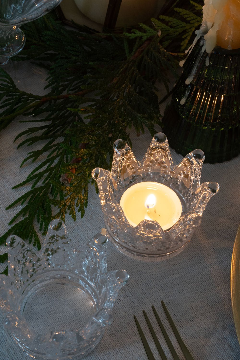 Portavelas De Cristal Con Diseño De Corona - Cristina Oria