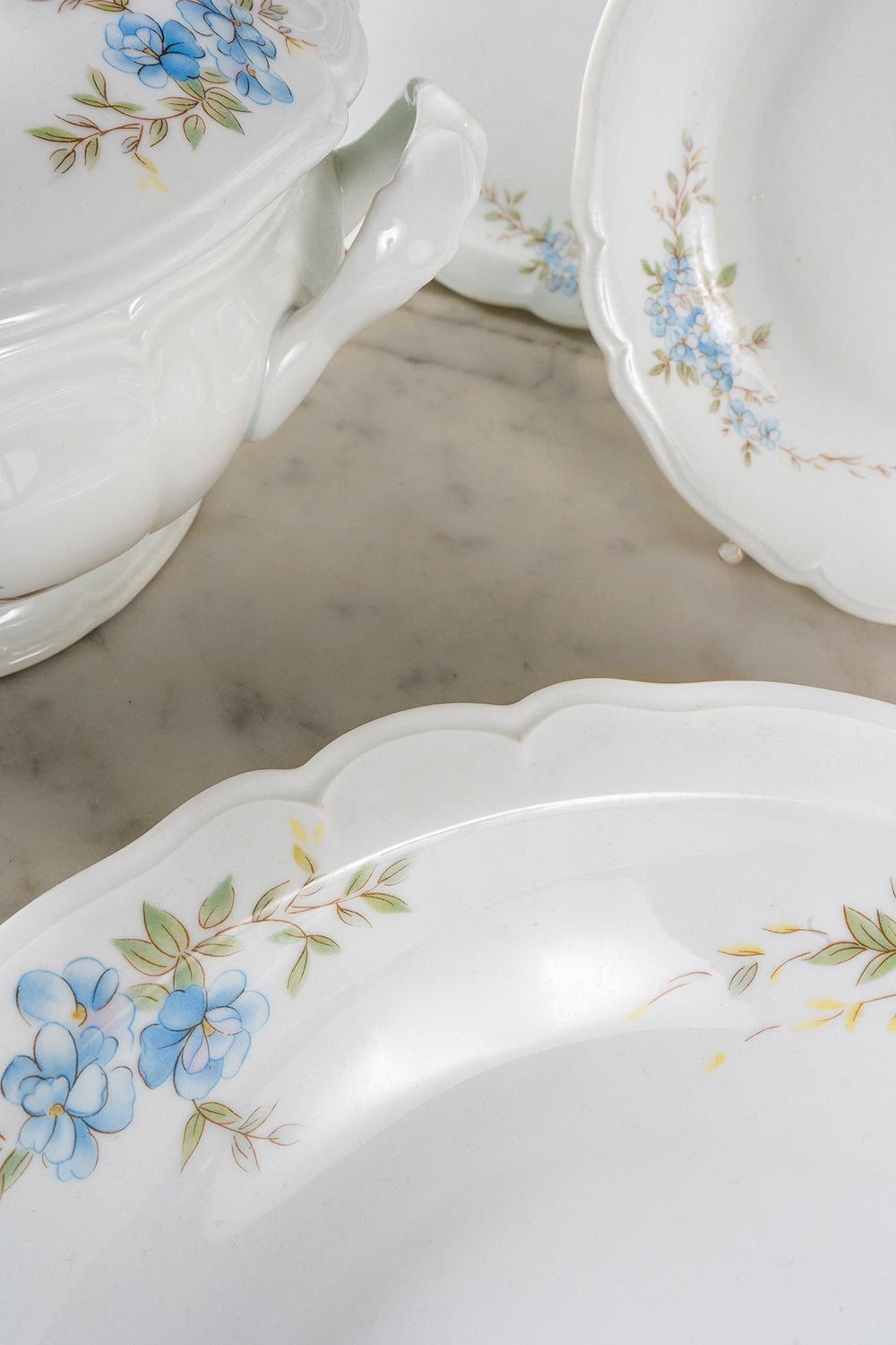 Vajilla Limoges Flores Celestes 62 Piezas - Cristina Oria