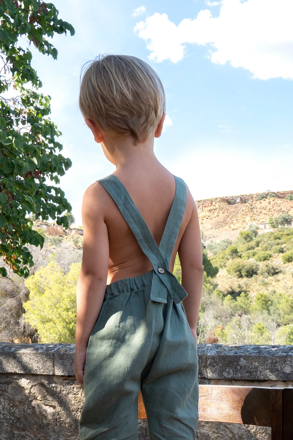 Petos De Lino Verde Oliva Niños - Cristina Oria