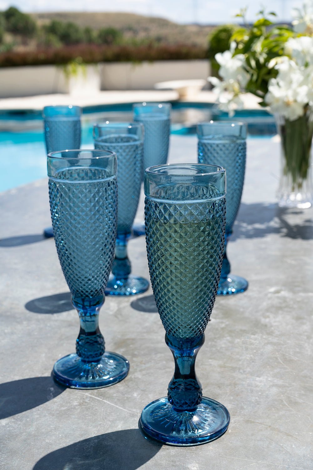 Set 6 Copas Cristal Champagne Azul Oscuro Picos - Cristina Oria