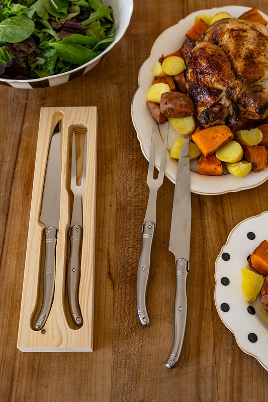 Cubiertos De Trinchado Laguiole Plateados En Caja De Madera - Cristina Oria