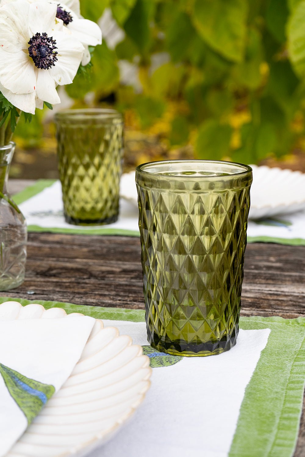 Set 6 Vasos Cristal Altos Verde Rombos - Cristina Oria