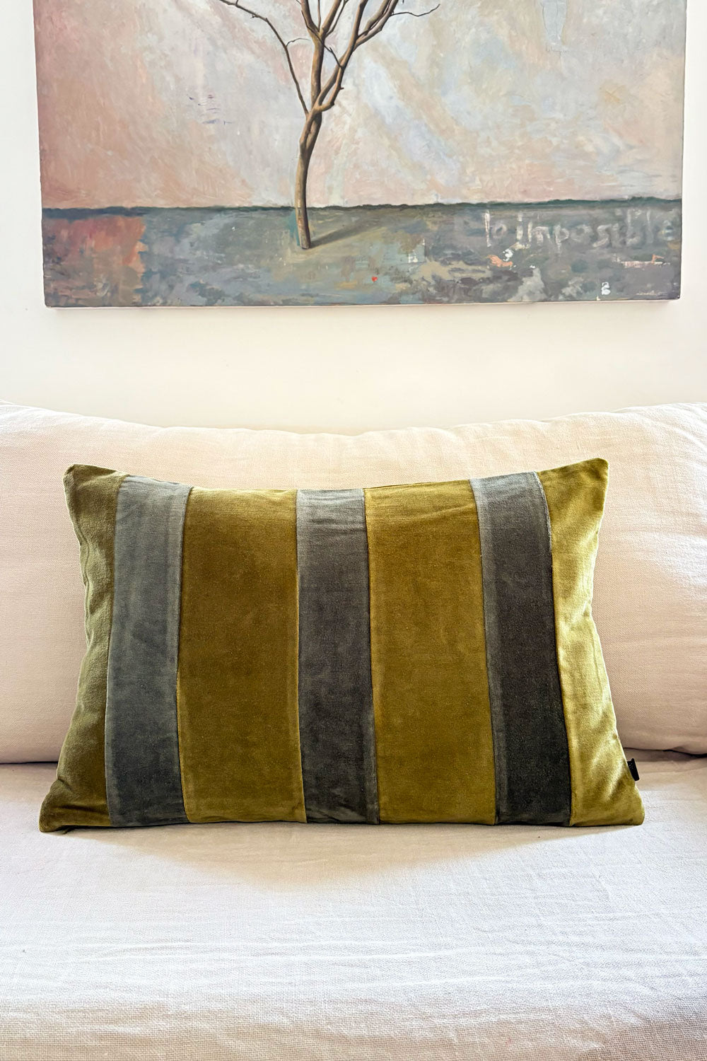 Cojín Verde De Terciopelo Y Algodón Rectangular Cristina Oria 