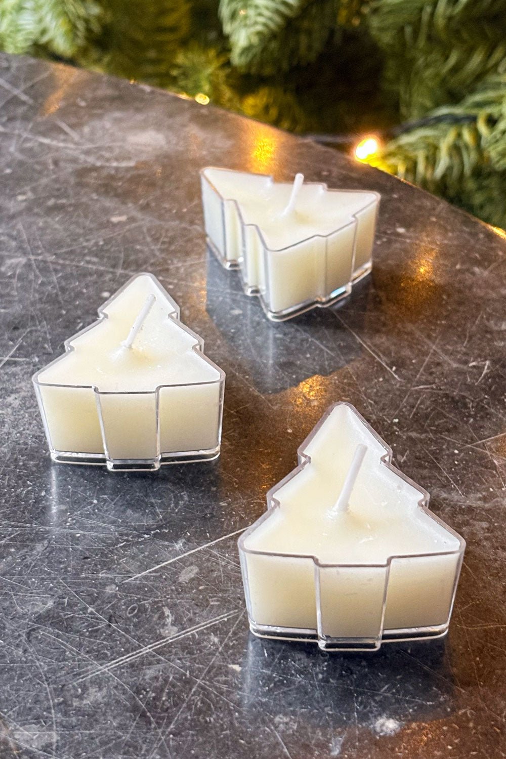 Set 3 Velas Diseño Árbol De Navidad Blancas Cristina Oria 