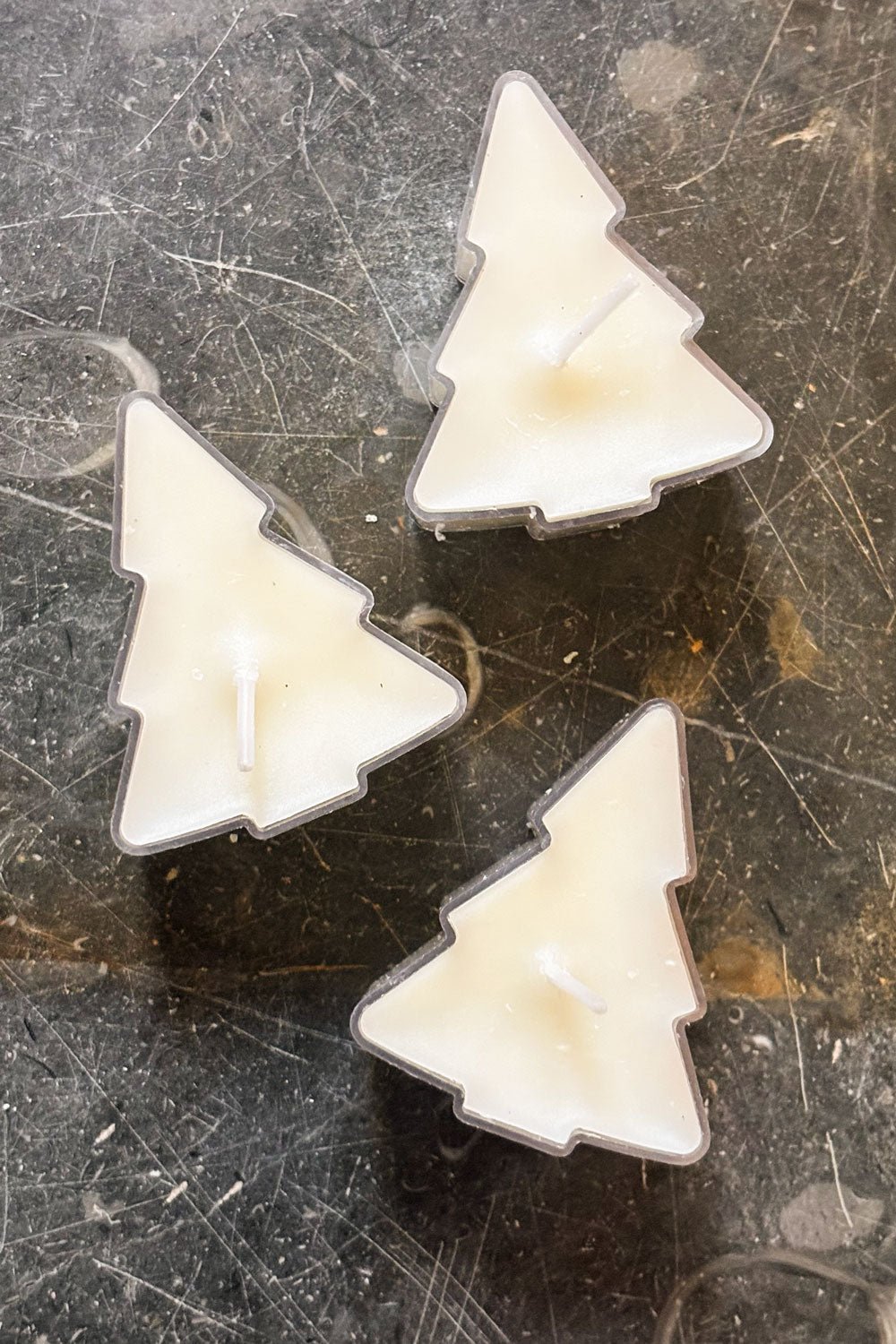 Detalle Set 3 Velas Diseño Árbol De Navidad Blancas Cristina Oria 