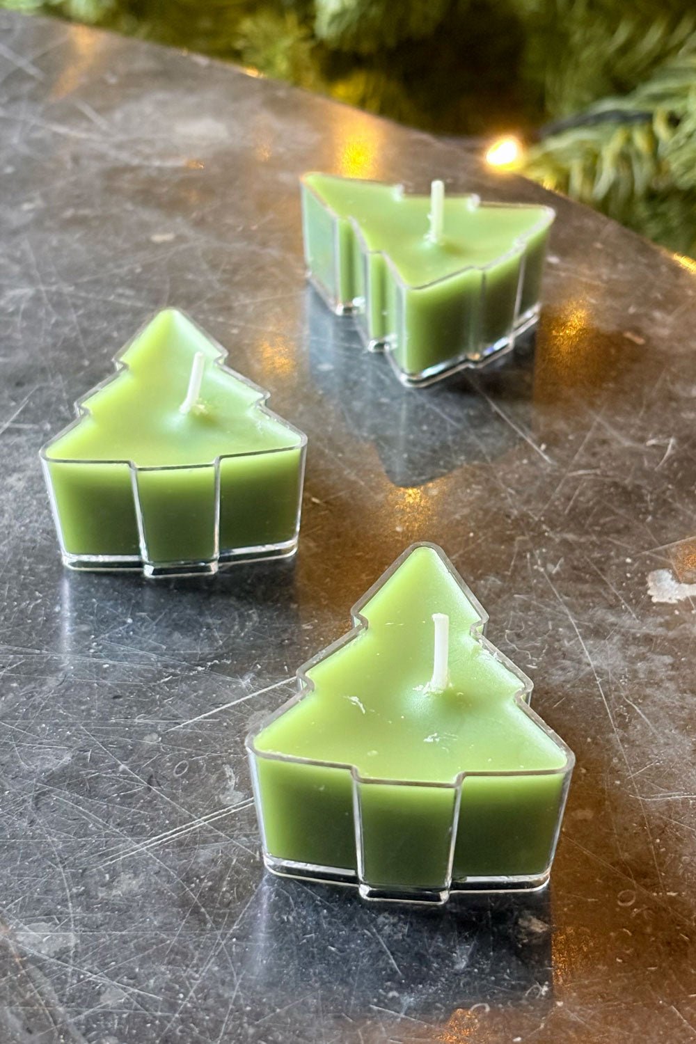 Set 3 Velas Diseño Árbol De Navidad Verdes Cristina Oria 