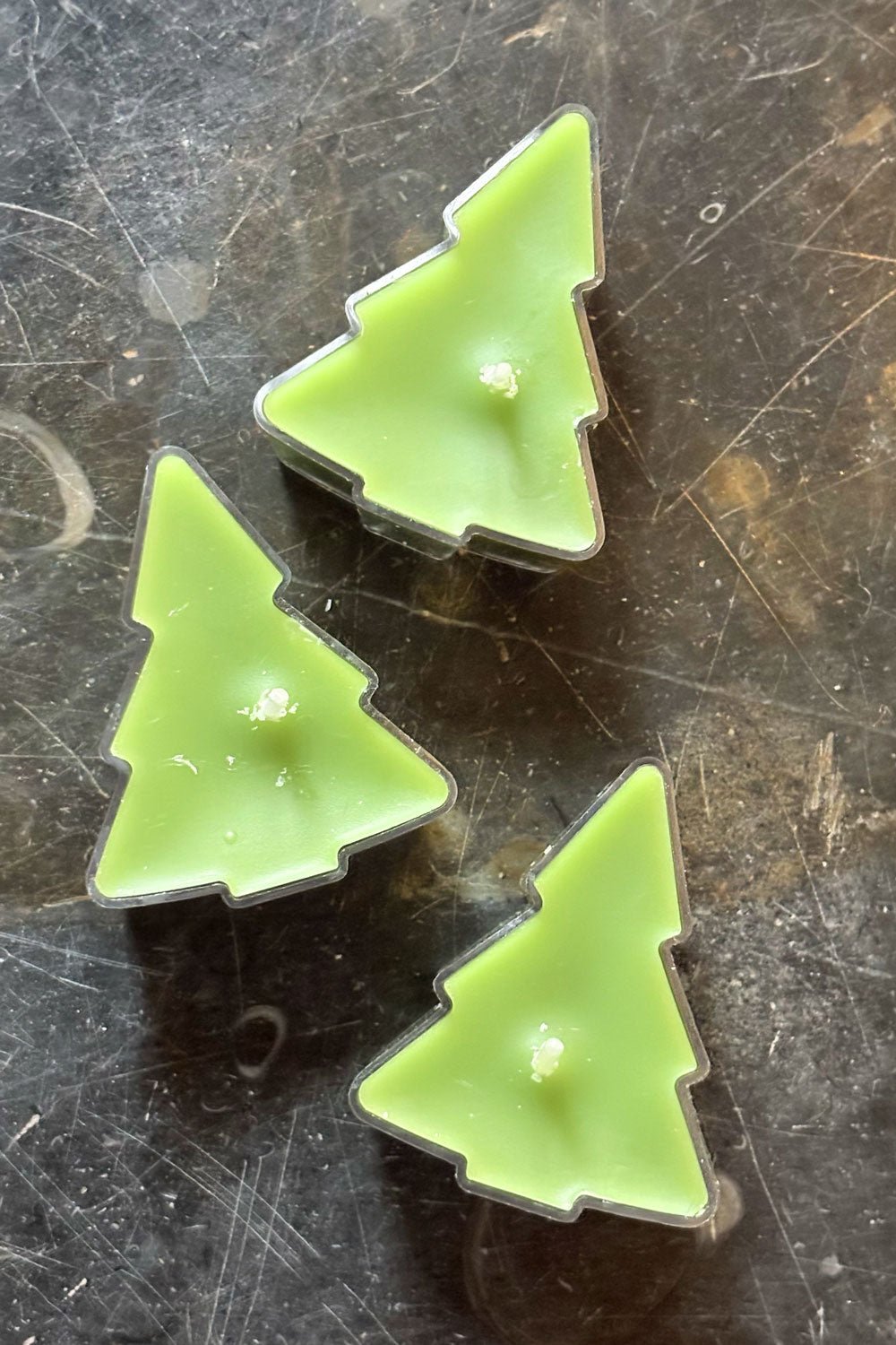 Detalle Set 3 Velas Diseño Árbol De Navidad Verdes Cristina Oria 