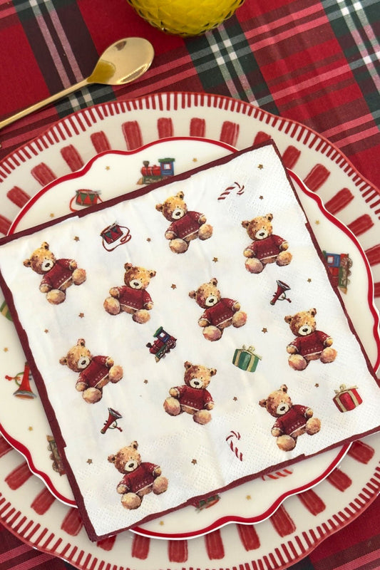 Servilletas De Papel Diseño Oso Navidad