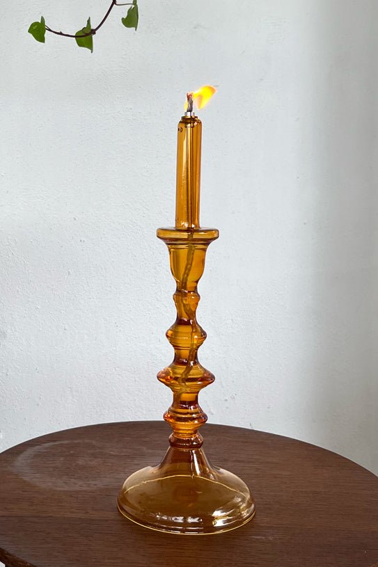 Candelabro De Aceite Ámbar Grande