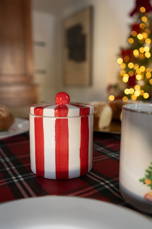 Tarro Con Tapa Rayas Rojas Y Blancas Cristina Oria 