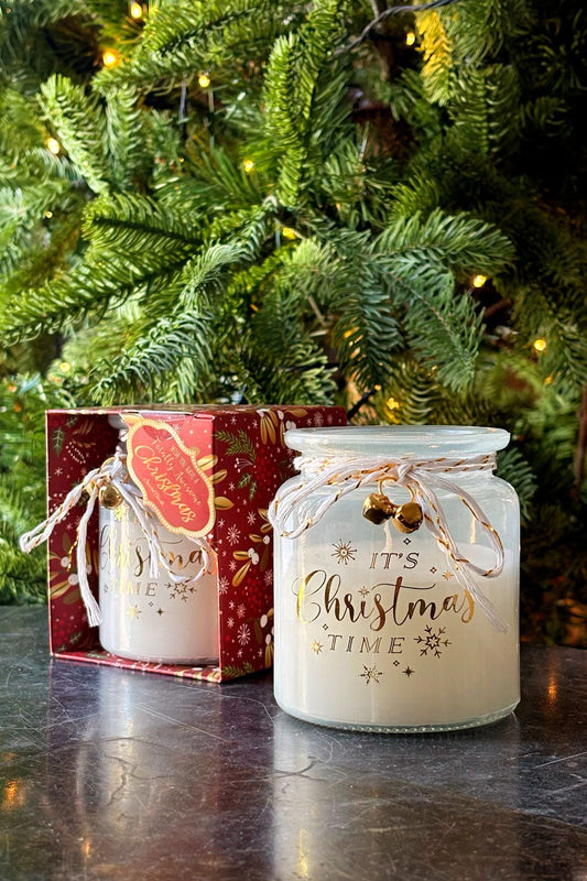 Vela Aromática Mediano Con Mensaje Navideño En Caja De Regalo Roja Cristina Oria