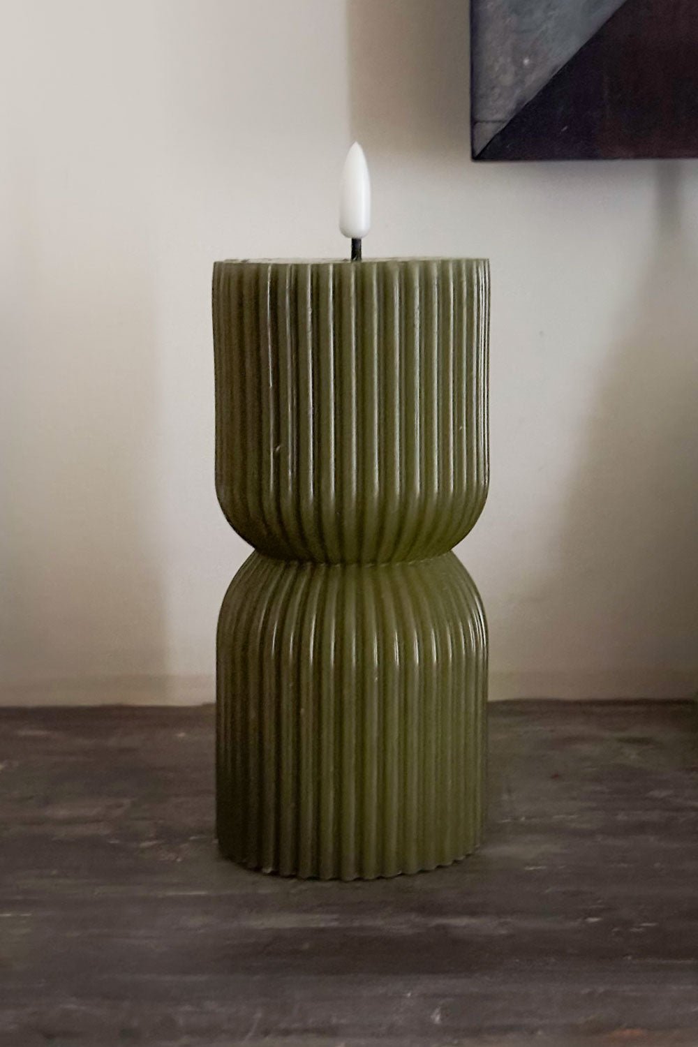 Detalle Vela LED Diseño Ondas Verde Cristina Oria