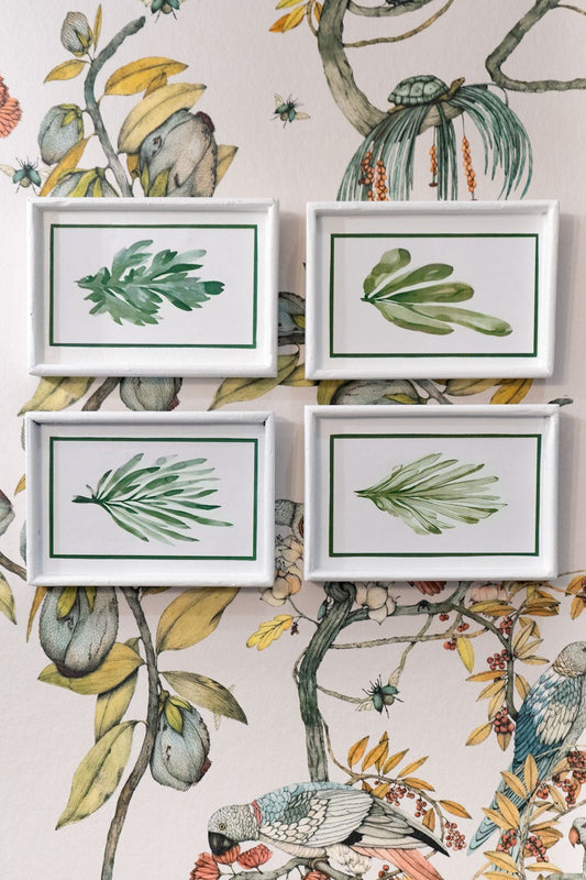 Set 4 Cuadros Con Diseño De Hojas Verdes Horizontal Cristina Oria 