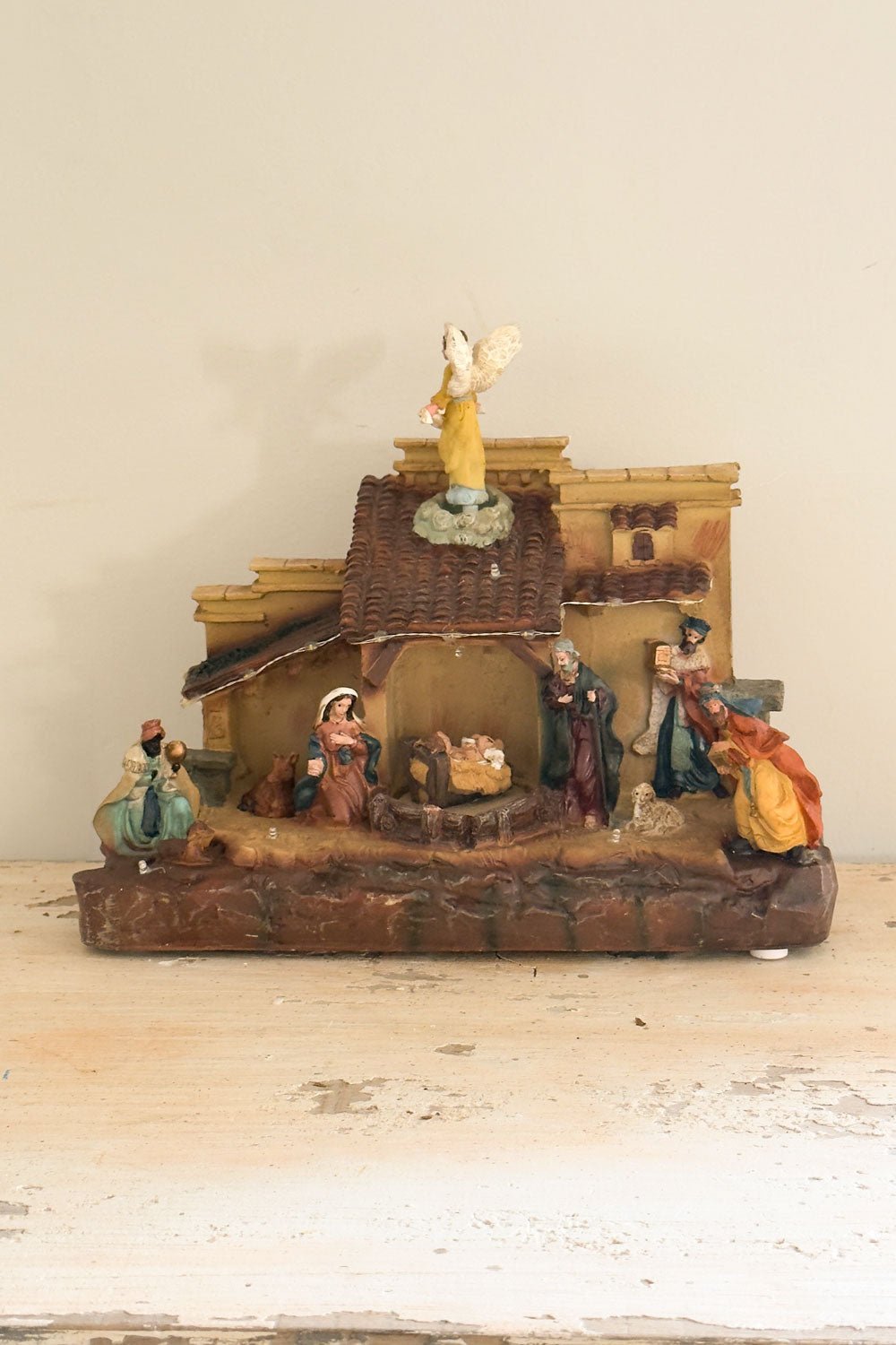 Nacimiento Con Luces LED Y Ángel