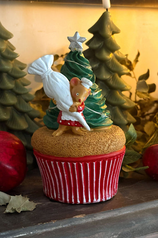 Cupcake Navidad De Resina Con Luz LED Modelo 2 Cristina Oria